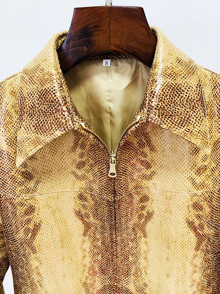 Designer snakeskin Jacket and flare pants matching set. - GoSobiShop Boutique