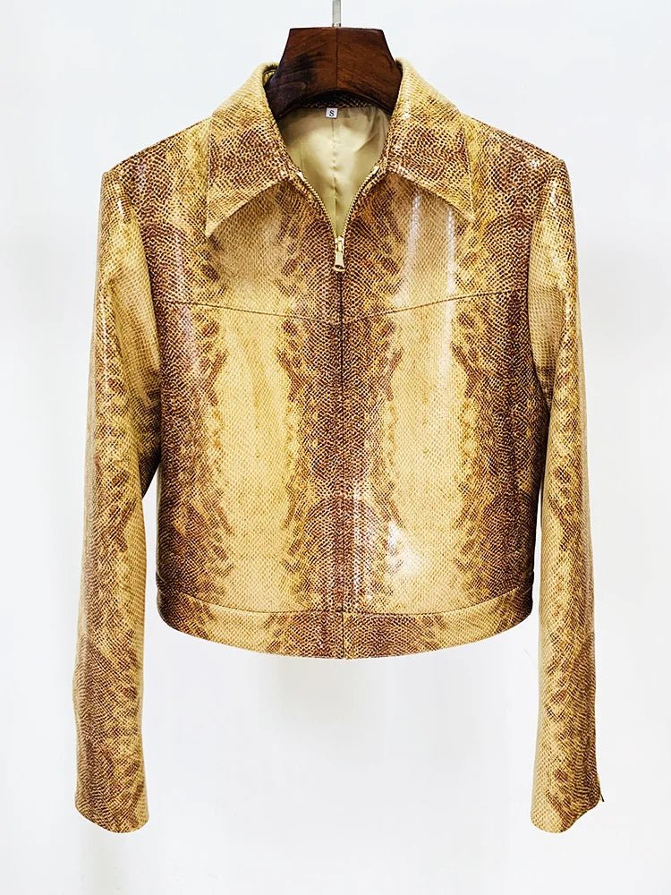 Designer snakeskin Jacket and flare pants matching set. - GoSobiShop Boutique