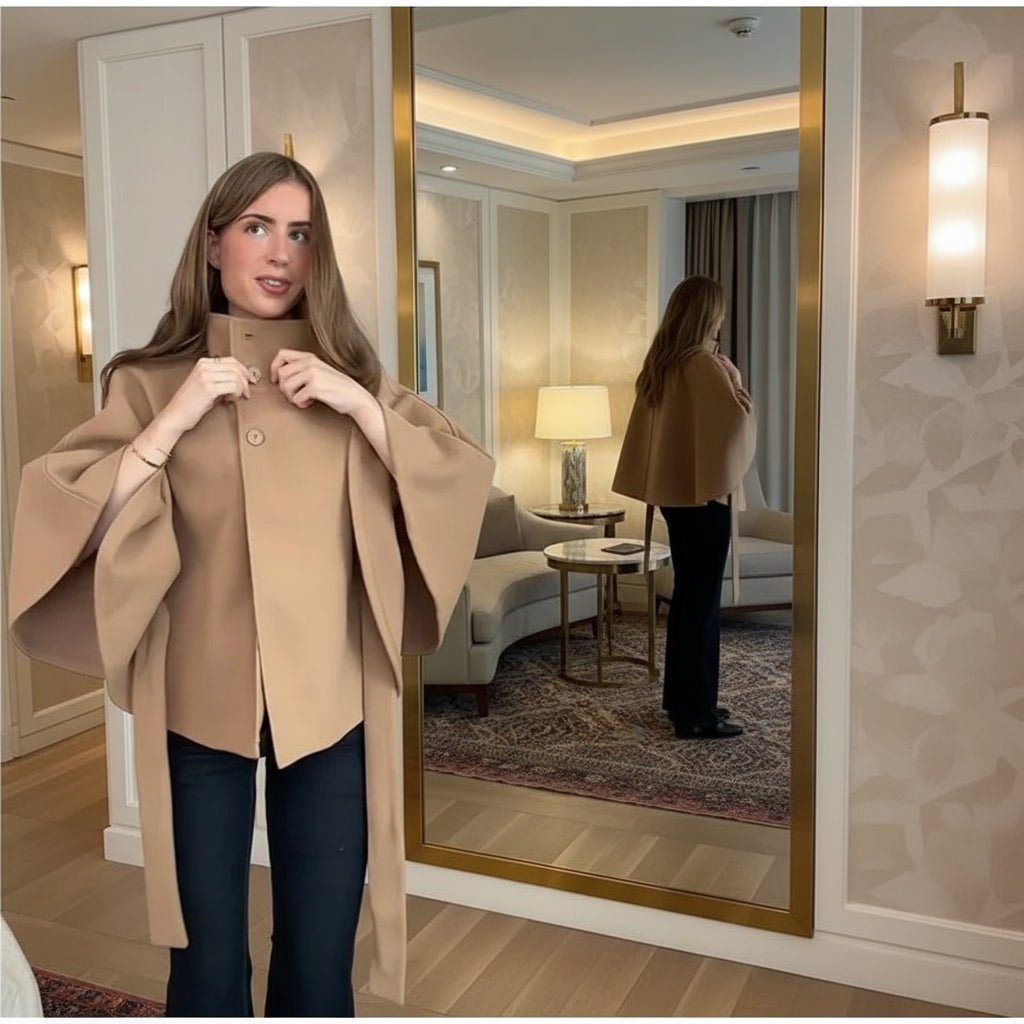 Diana Cape Coat wrap belt short trench coat - GoSobiShop Boutique