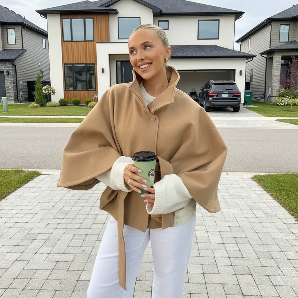 Diana Cape Coat wrap belt short trench coat - GoSobiShop Boutique