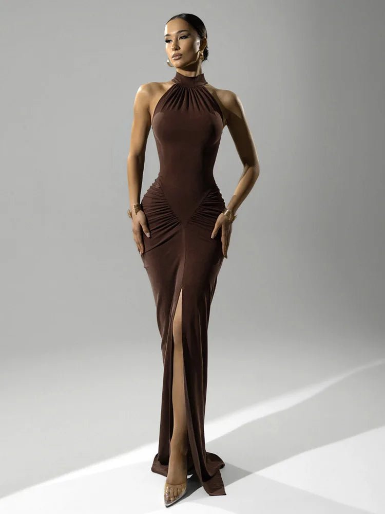 Div Rushed Halter neck maxi dress - GoSobiShop Boutique