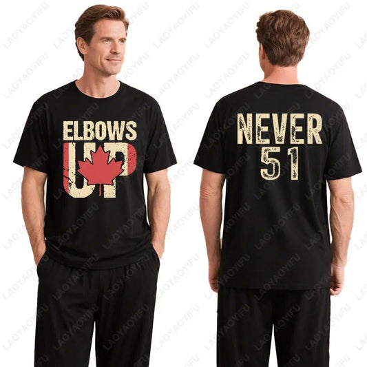 Elbows Up Canada T-Shirt Never 51 Anti 51st State Tee Canada Proud - GoSobiShop Boutique