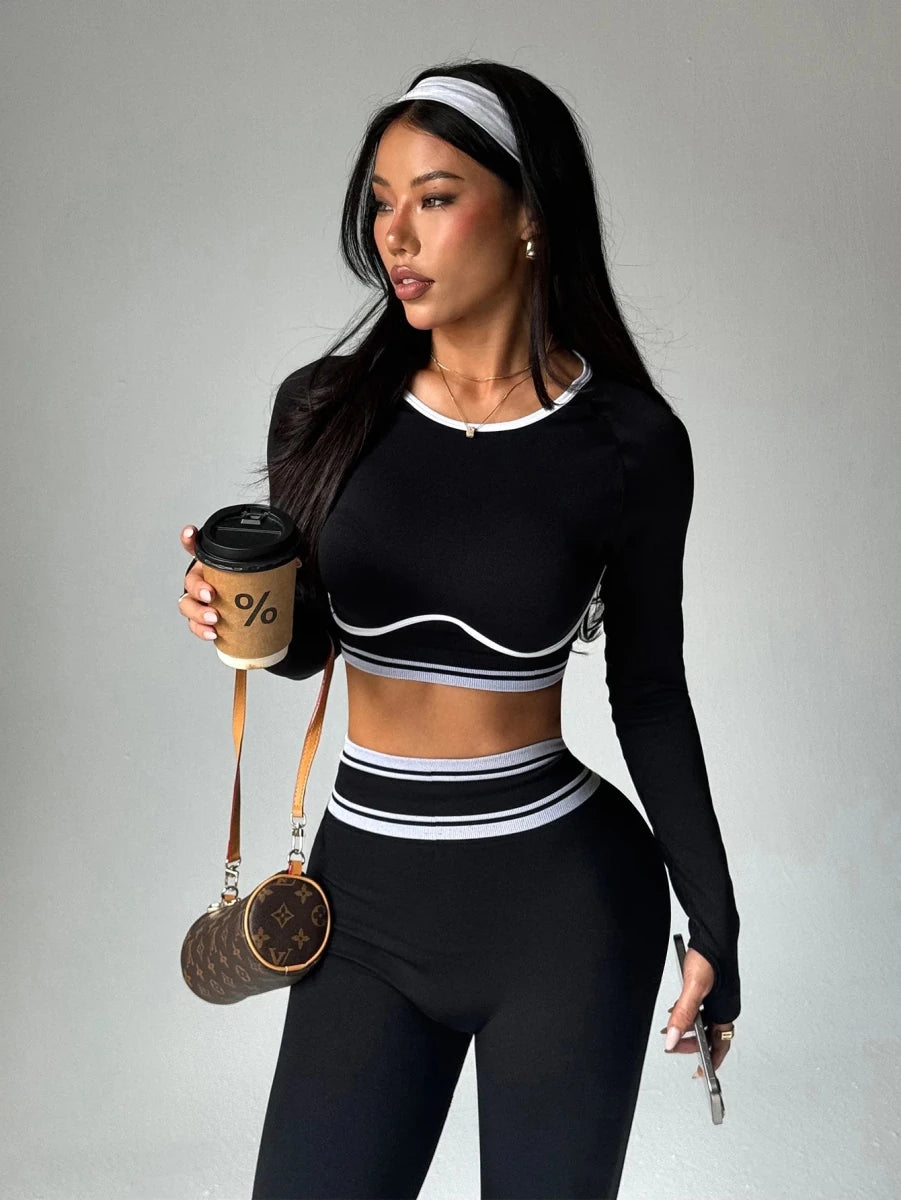 Ella seamless crop top and leggings set. - GoSobiShop Boutique