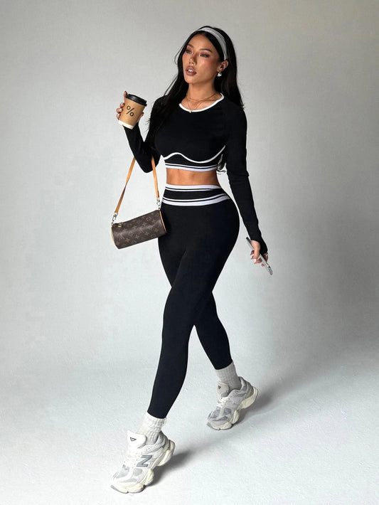 Ella seamless crop top and leggings set. - GoSobiShop Boutique
