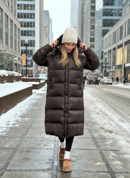 Extra long puffer hooded winter parka coat. - GoSobiShop Boutique