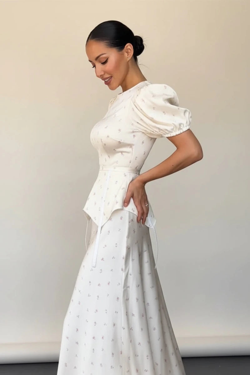 Fanny Floral print puff waistband dress. - GoSobiShop Boutique