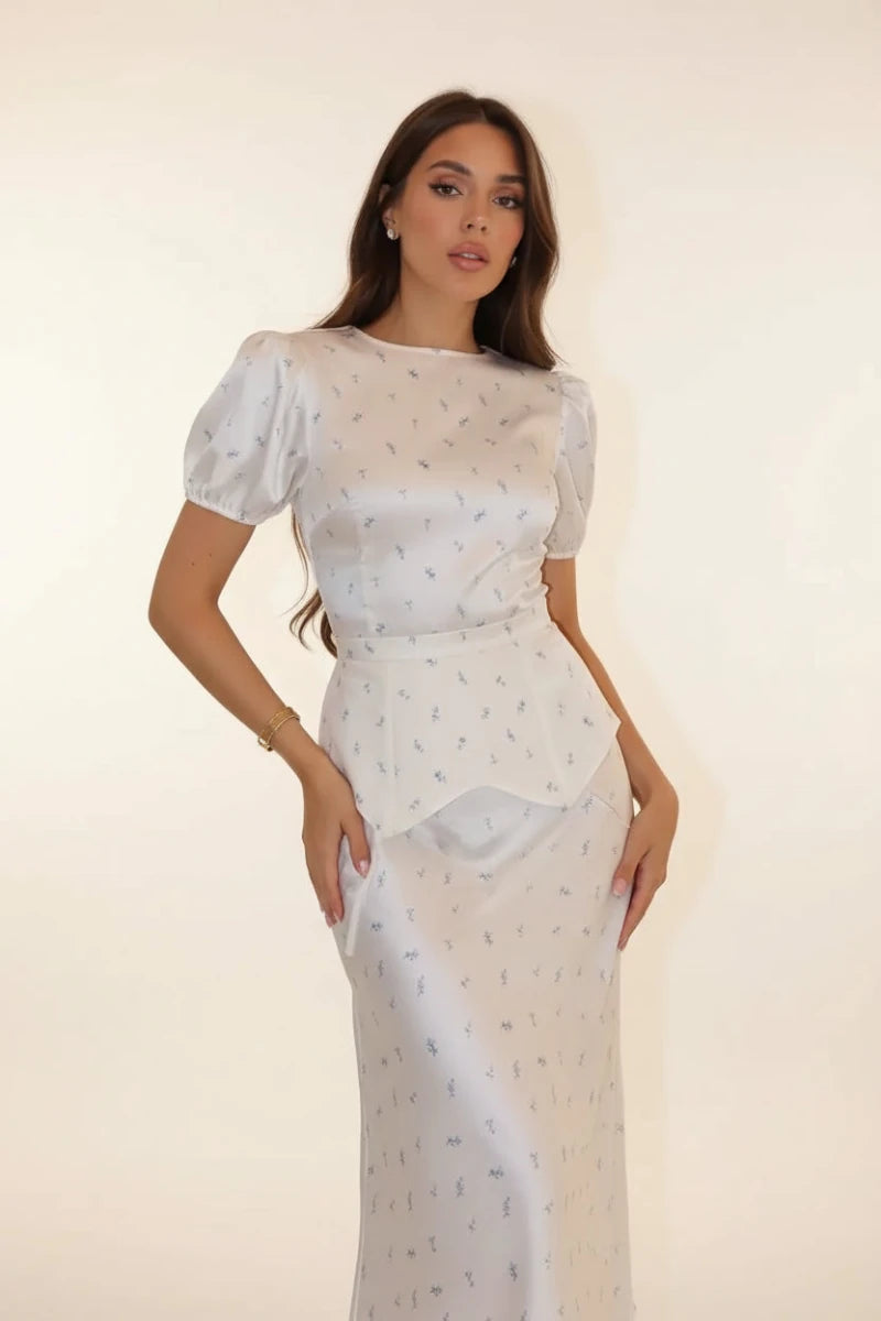 Fanny Floral print puff waistband dress. - GoSobiShop Boutique