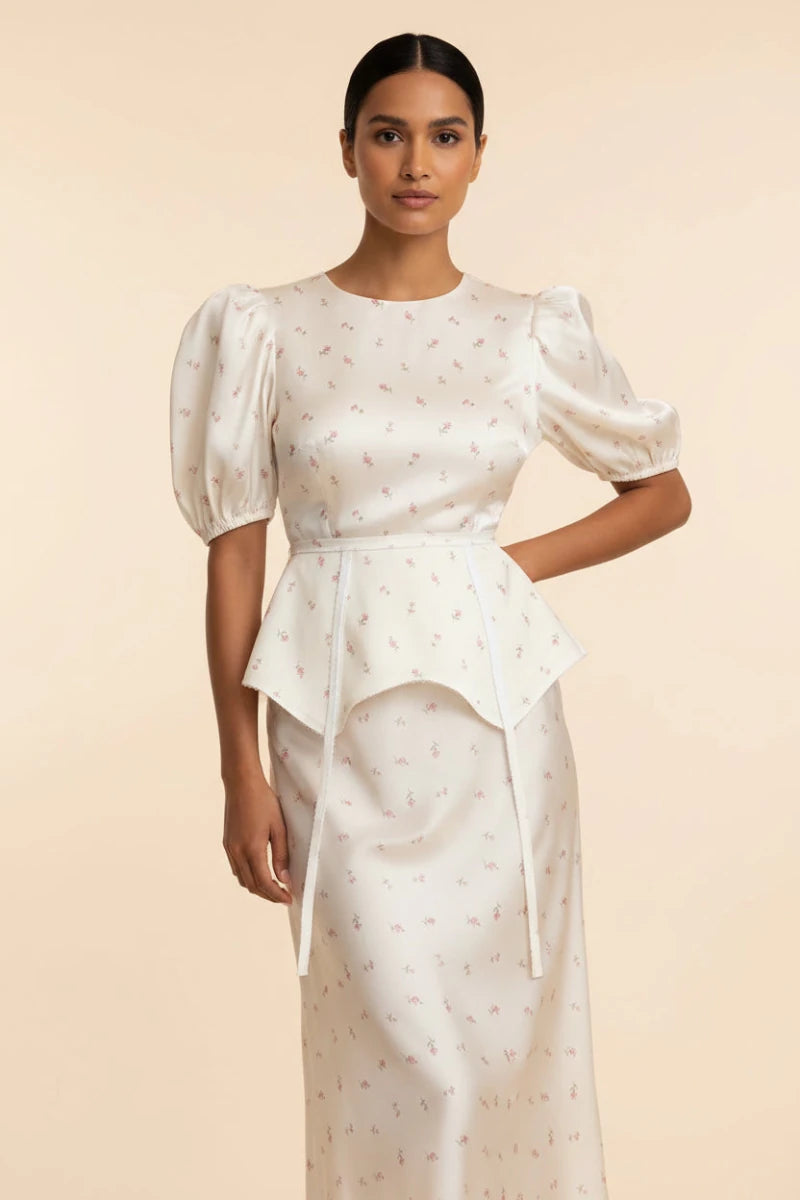 Fanny Floral print puff waistband dress. - GoSobiShop Boutique