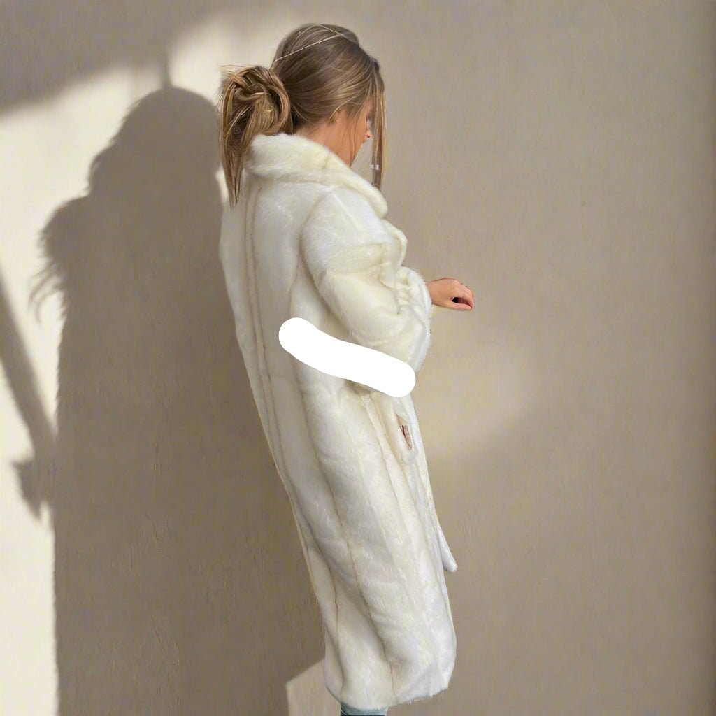 Faux fur white trench coat fall top fall coat. - GoSobiShop Boutique