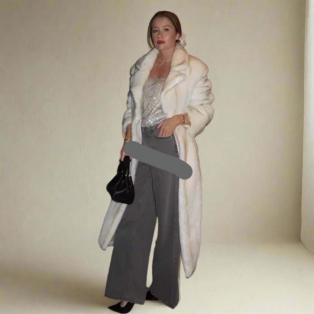 Faux fur white trench coat fall top fall coat. - GoSobiShop Boutique