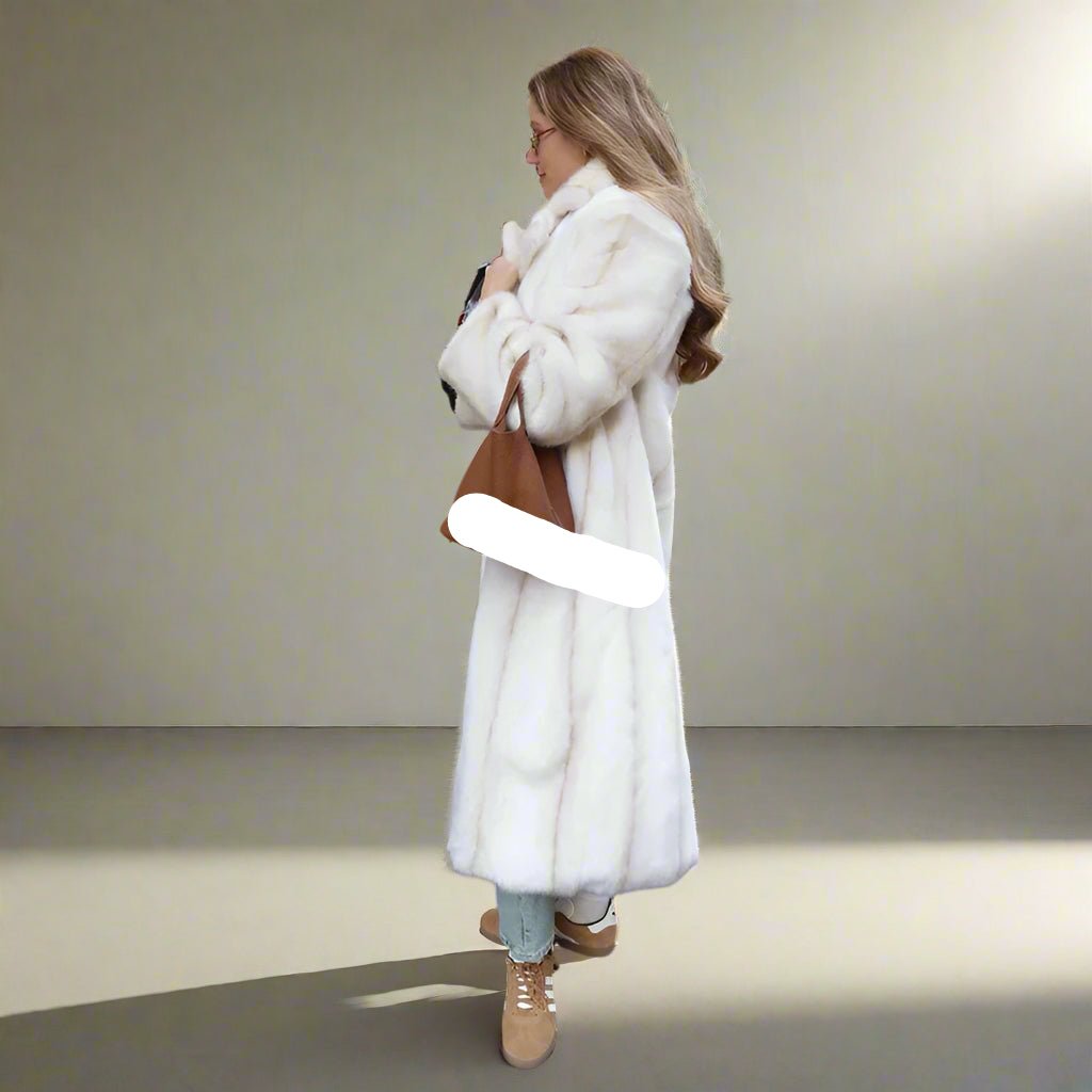 Faux fur white trench coat fall top fall coat. - GoSobiShop Boutique