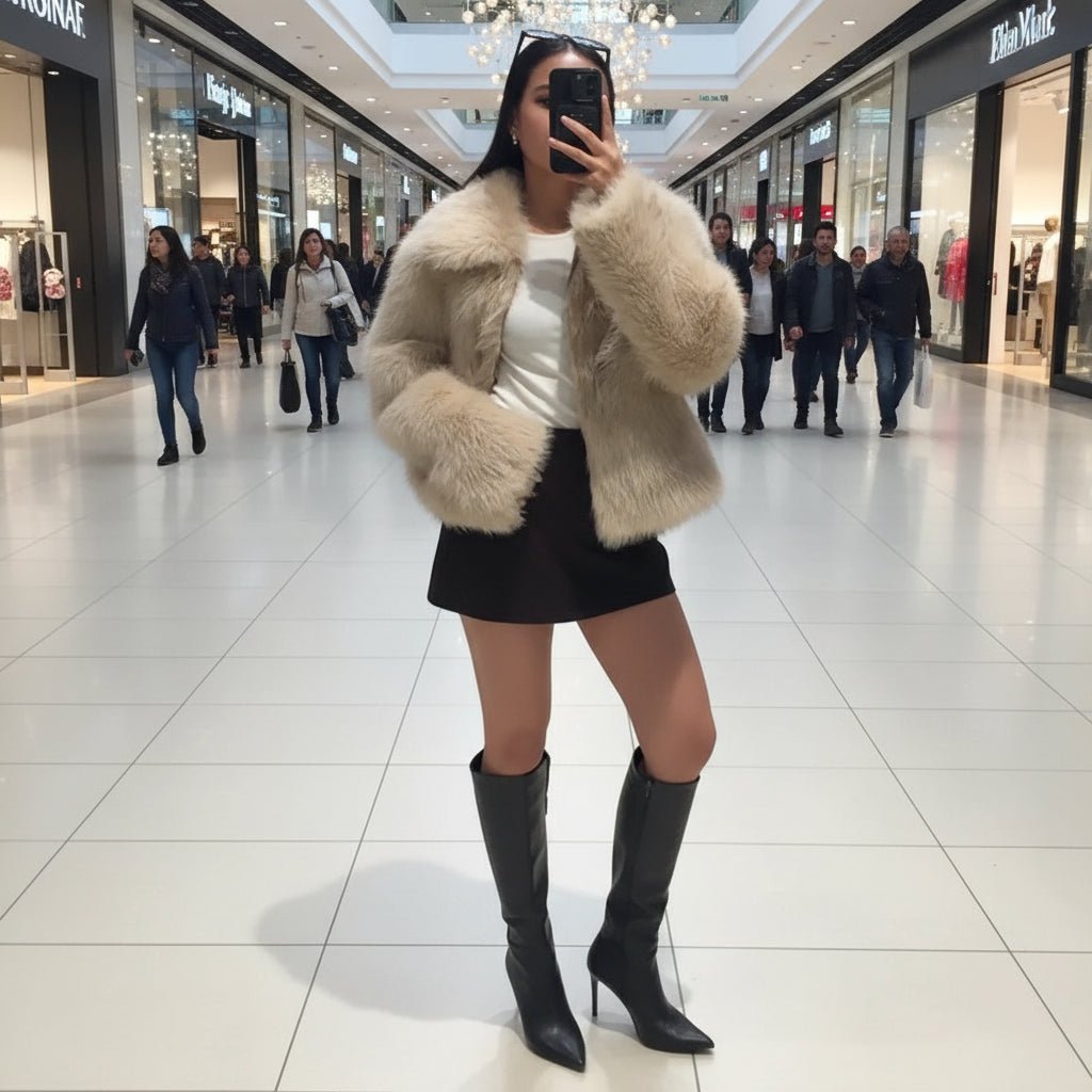 Faux Fur zipper short jacket fall tops - GoSobiShop Boutique