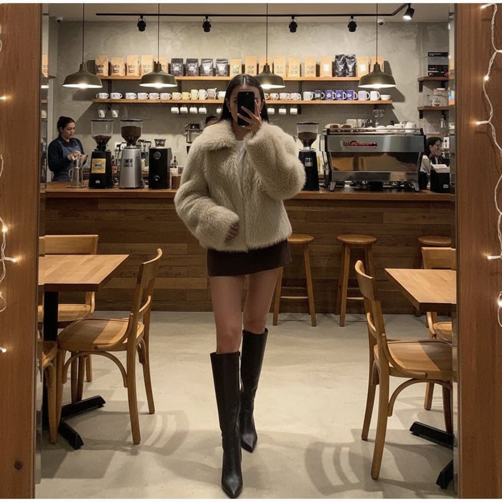 Faux Fur zipper short jacket fall tops - GoSobiShop Boutique