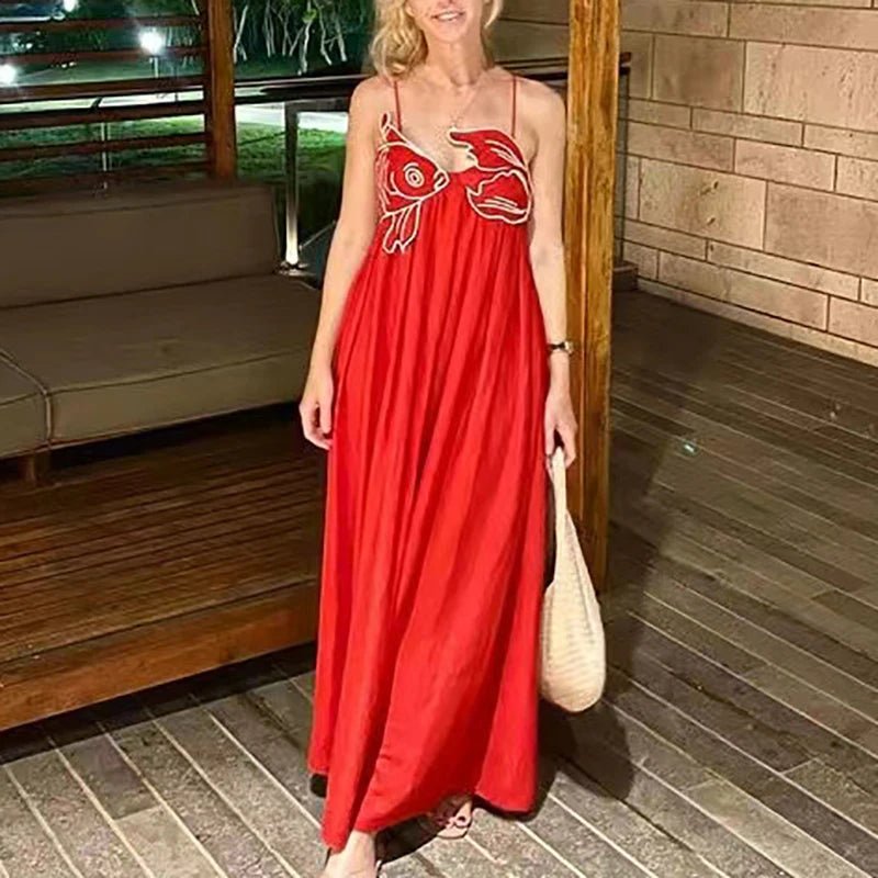 Fish wrap long sling maxi summer dress - GoSobiShop Boutique