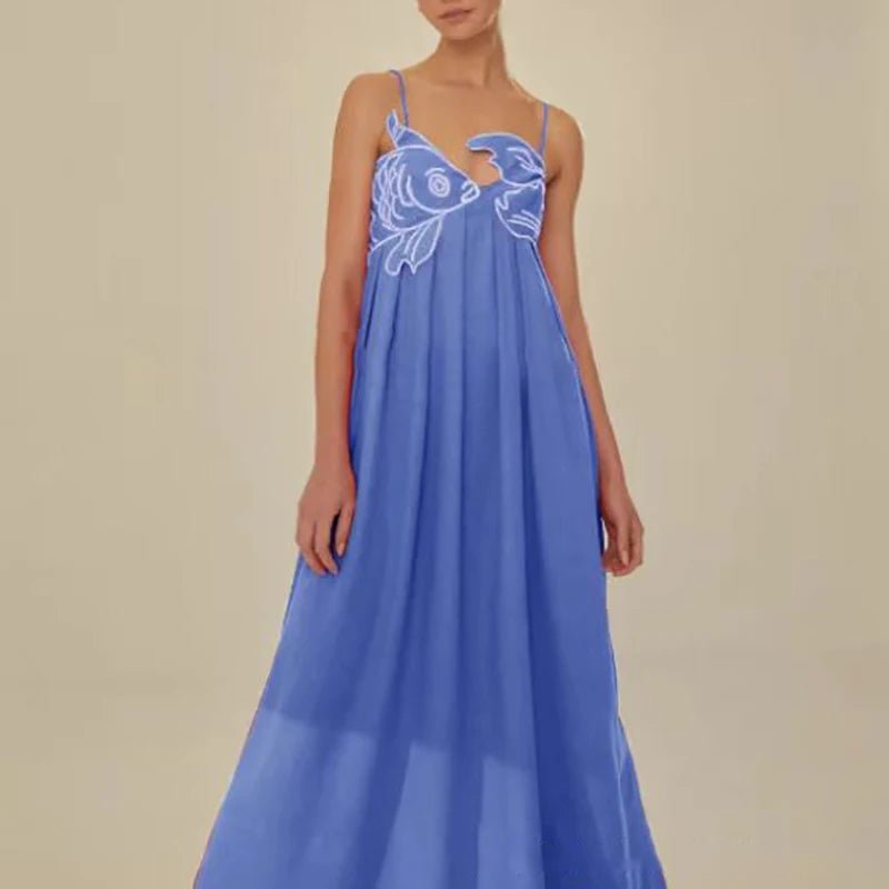 Fish wrap long sling maxi summer dress - GoSobiShop Boutique