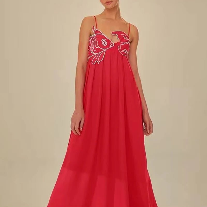 Fish wrap long sling maxi summer dress - GoSobiShop Boutique