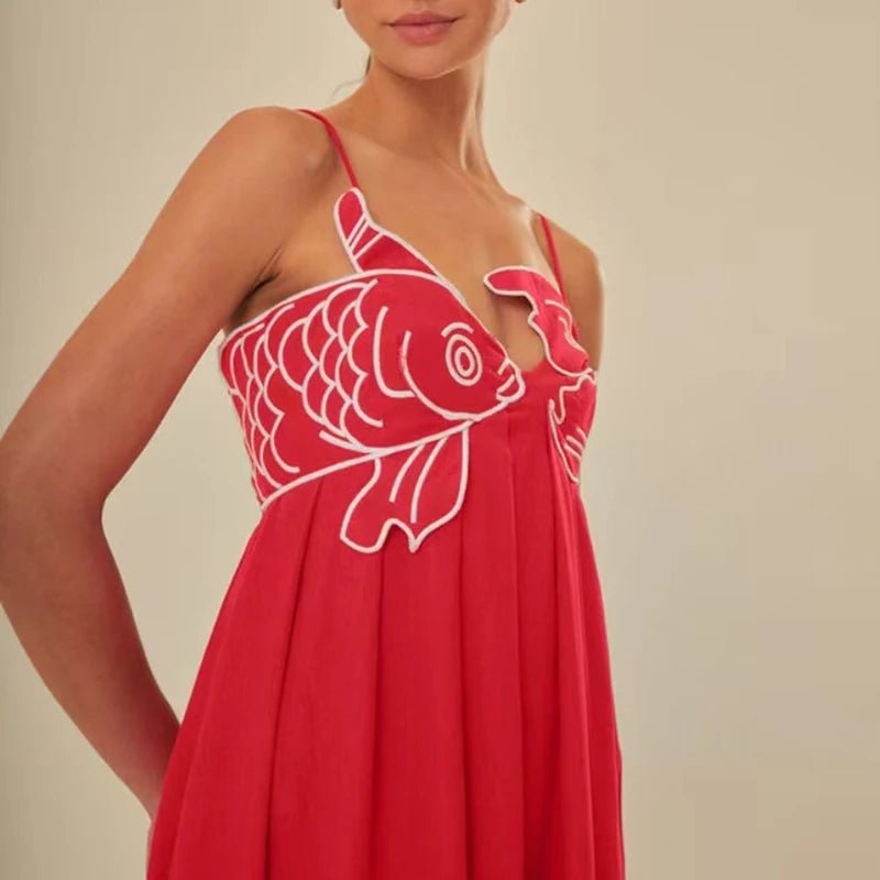 Fish wrap long sling maxi summer dress - GoSobiShop Boutique
