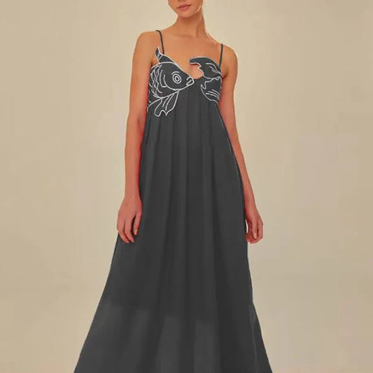 Fish wrap long sling maxi summer dress - GoSobiShop Boutique