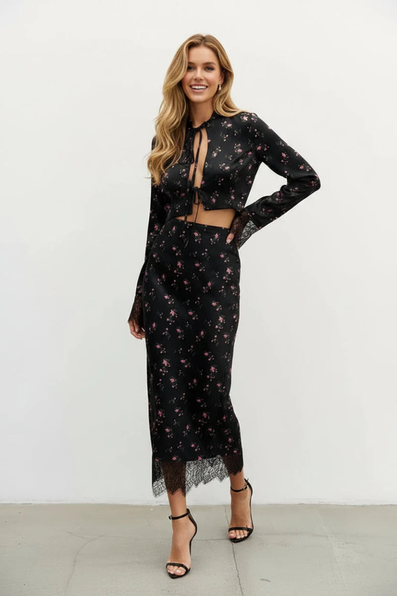 Floral Lace-Up Two-Piece Set GSB - GoSobiShop Boutique