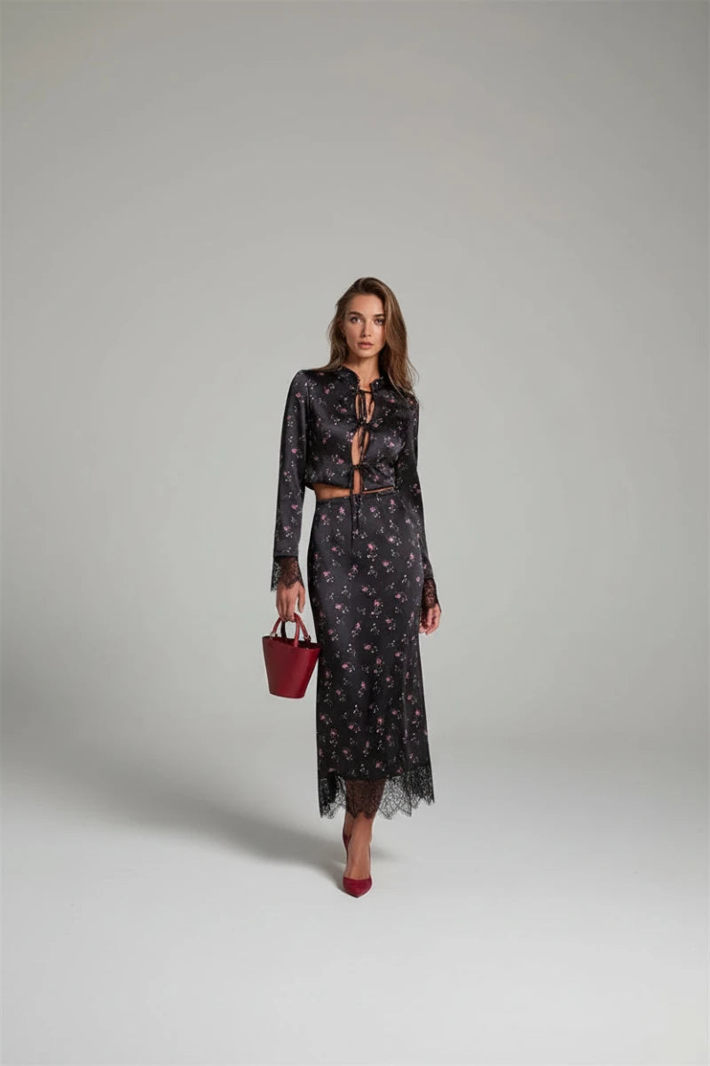 Floral Lace-Up Two-Piece Set GSB - GoSobiShop Boutique