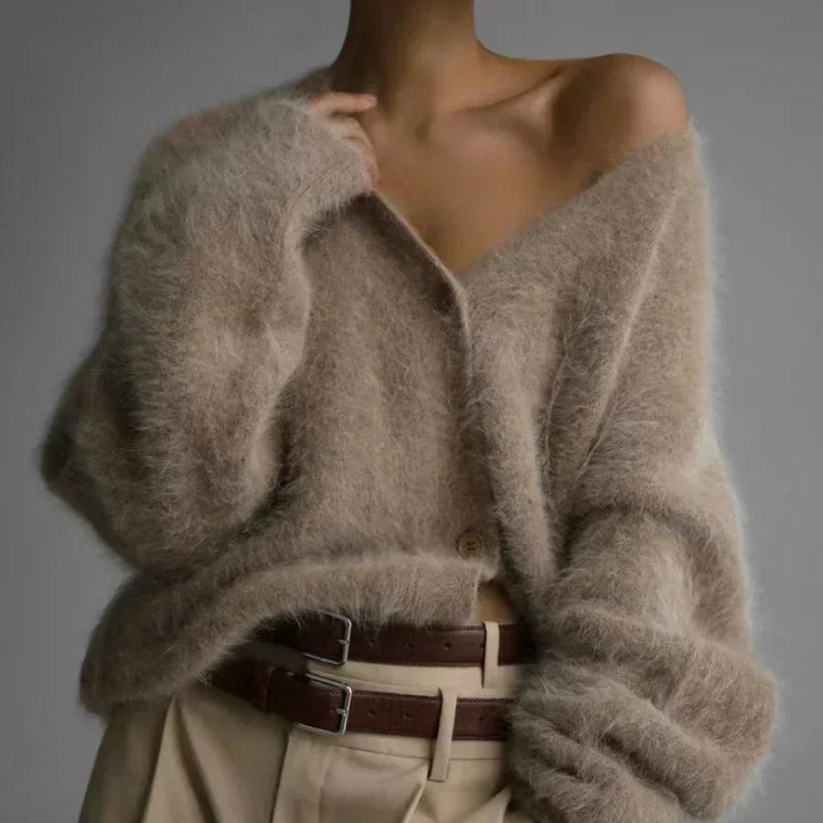 Fuzzy Cashmere loose cardigan. - GoSobiShop Boutique