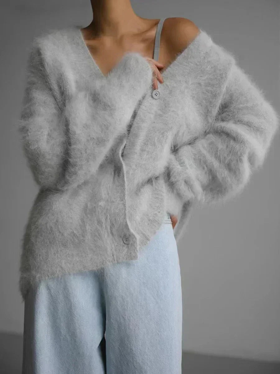Fuzzy Cashmere loose cardigan. - GoSobiShop Boutique