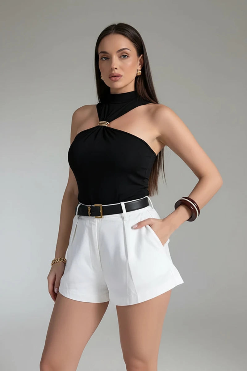 Gold Ring Off-Shoulder Stretch Top - GoSobiShop Boutique