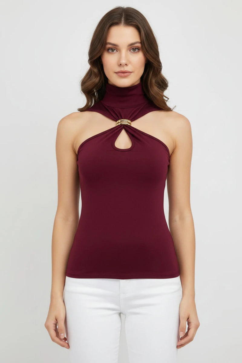 Gold Ring Off-Shoulder Stretch Top - GoSobiShop Boutique