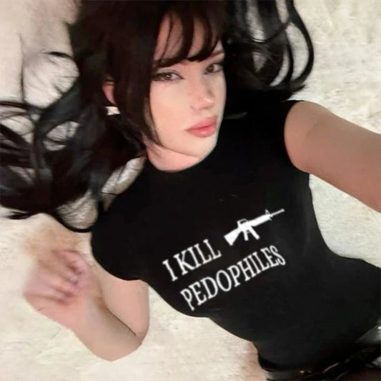 Gothic " I k*ll P*d*" short sleeves tees. - GoSobiShop Boutique
