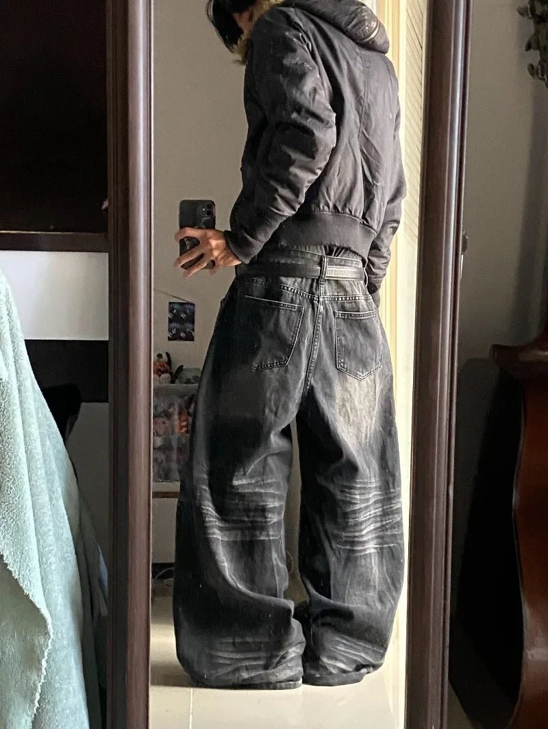 Gothic Wide leg jeans baggy fit Y2K jeans. - GoSobiShop Boutique