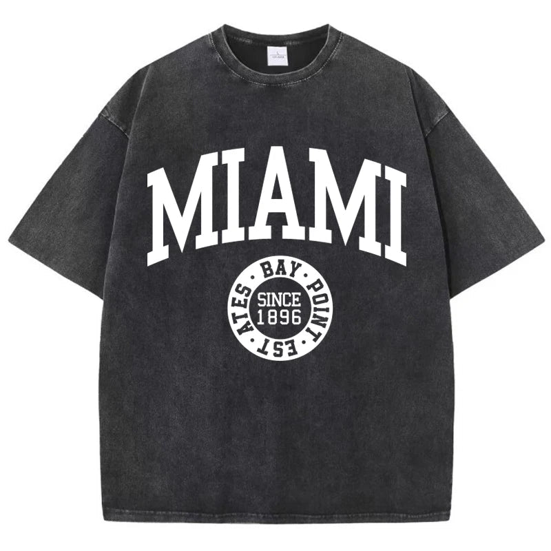 Graphic washed Miami tees - GoSobiShop Boutique