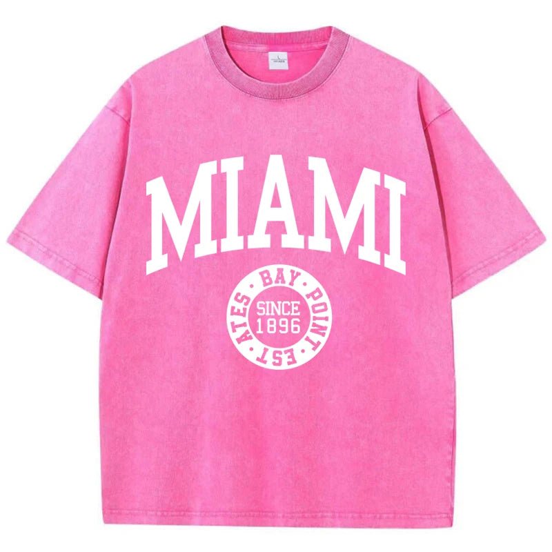 Graphic washed Miami tees - GoSobiShop Boutique