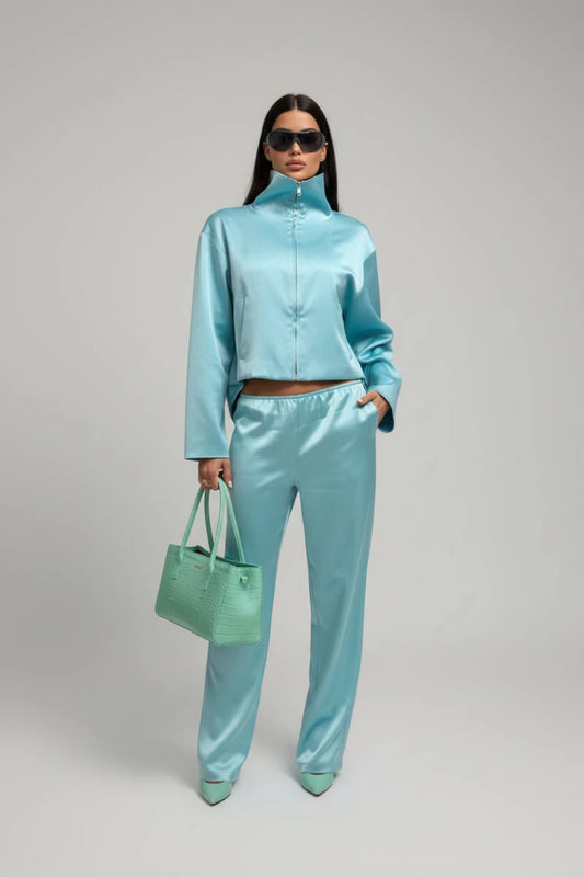 Harper Zip-Up Jacket & Straight-Leg Pants Set - GoSobiShop Boutique