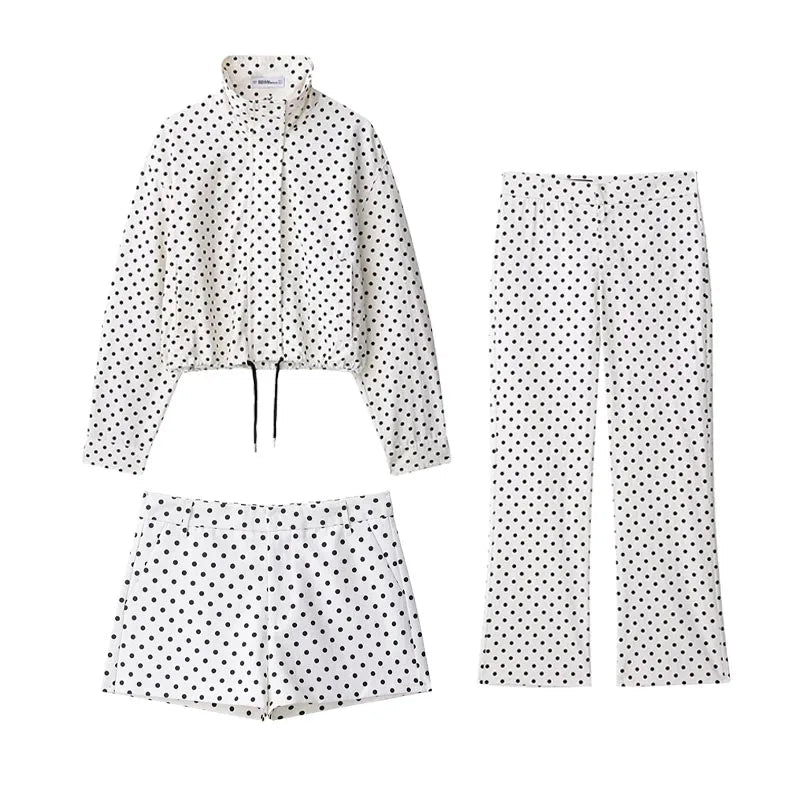 Hera polka dot outfit set jacket and shorts. - GoSobiShop Boutique