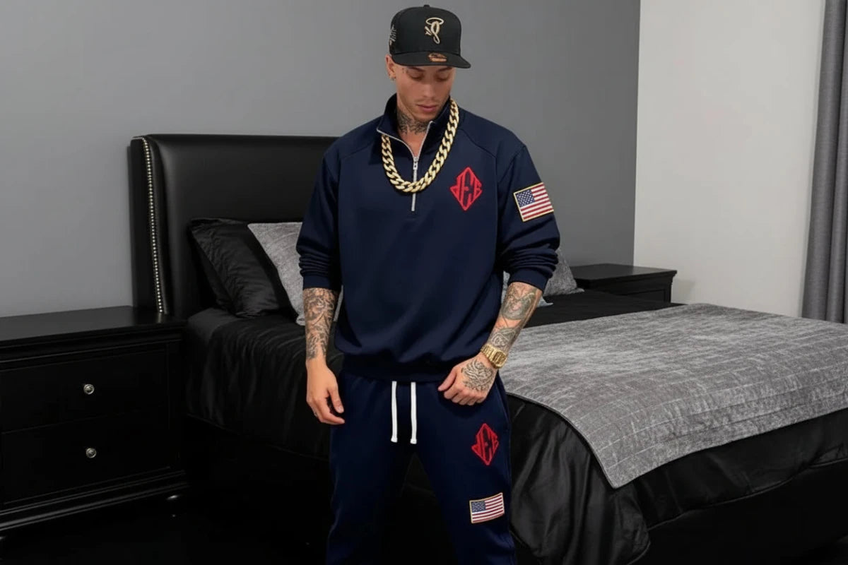 JEE sweater and sweatpants tracksuit set viral jee sweaters USA flag. - GoSobiShop Boutique