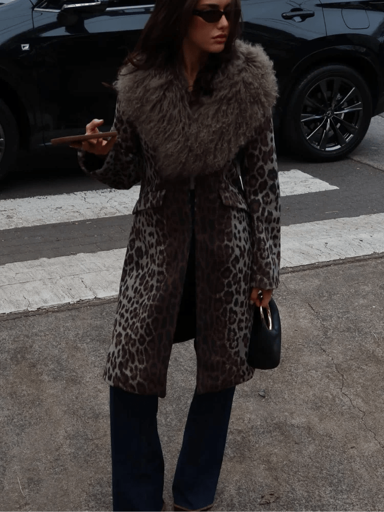 Jenna leopard fur trench coat. - GoSobiShop Boutique
