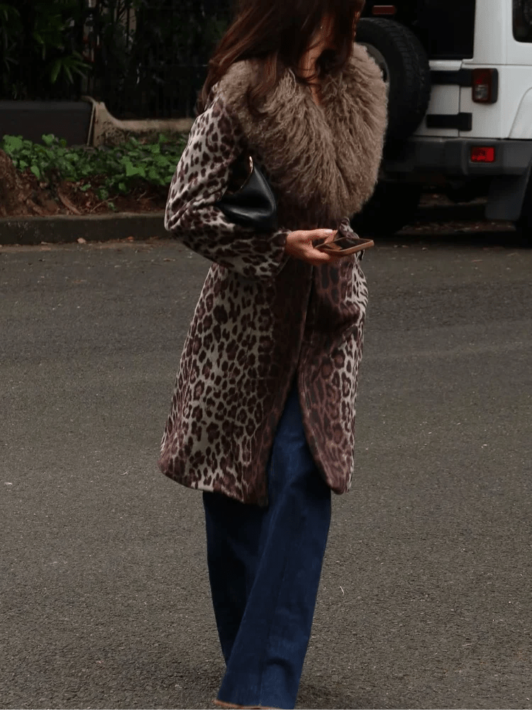 Jenna leopard fur trench coat. - GoSobiShop Boutique