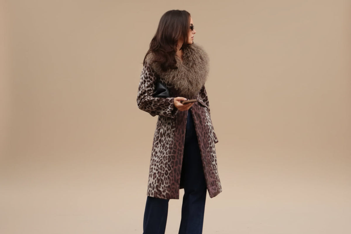 Jenna leopard fur trench coat. - GoSobiShop Boutique