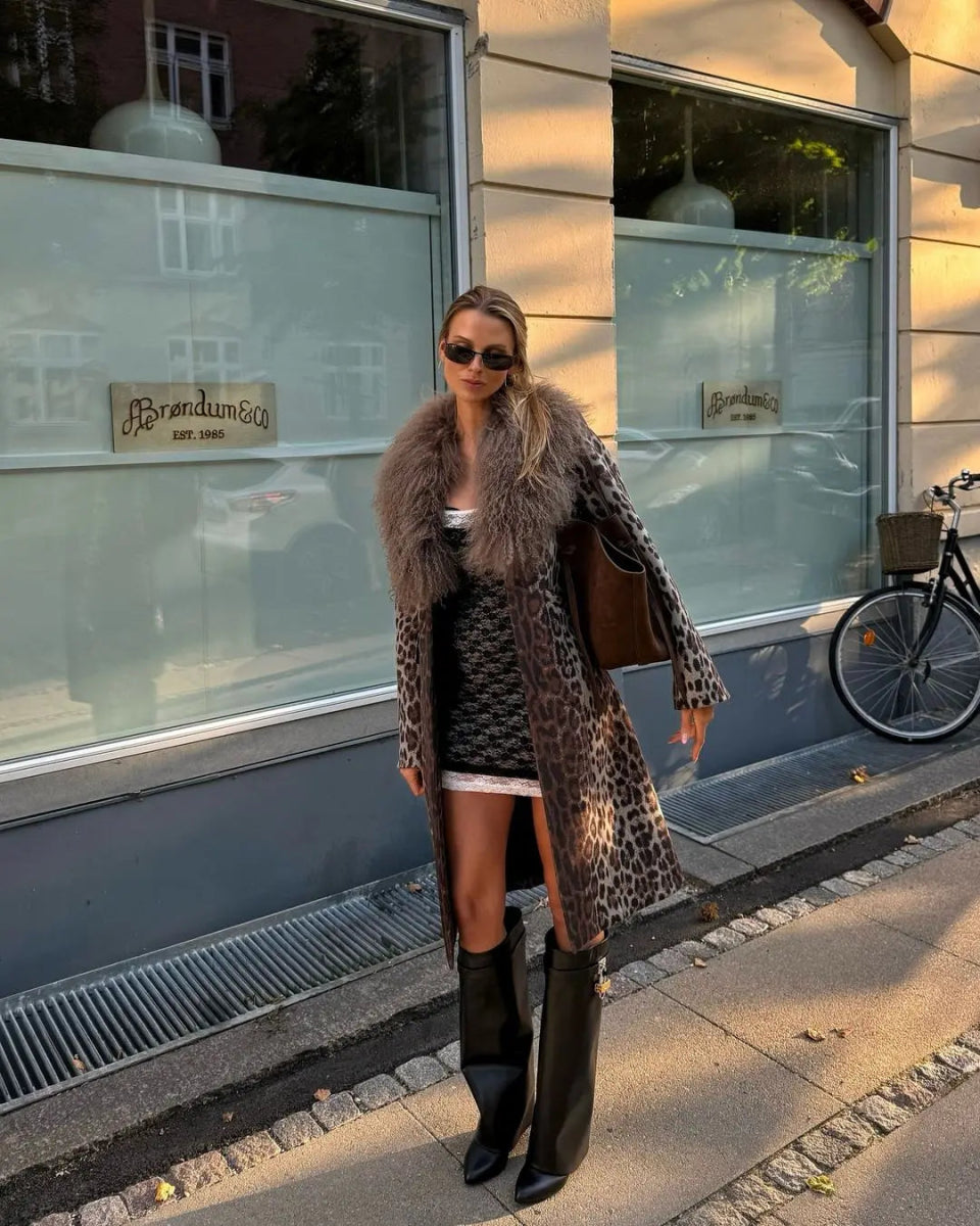 Jenna leopard fur trench coat. - GoSobiShop Boutique