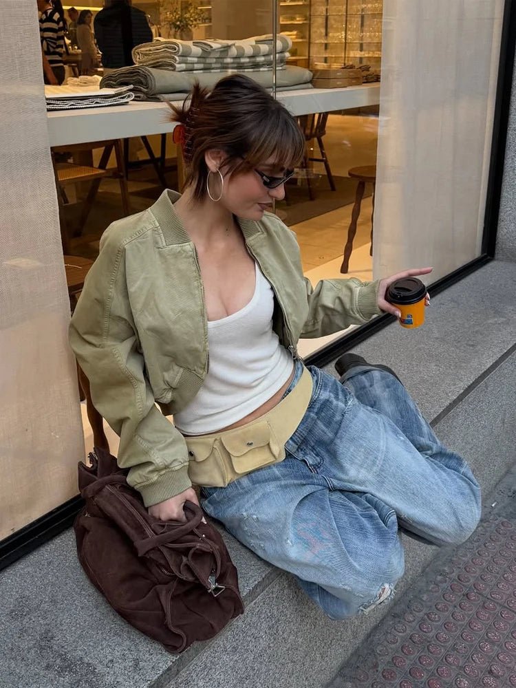 Jessy - J cropped bomber jacket with loose sleeves. - GoSobiShop Boutique