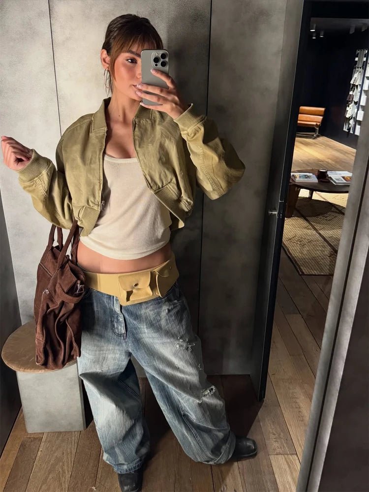 Jessy - J cropped bomber jacket with loose sleeves. - GoSobiShop Boutique