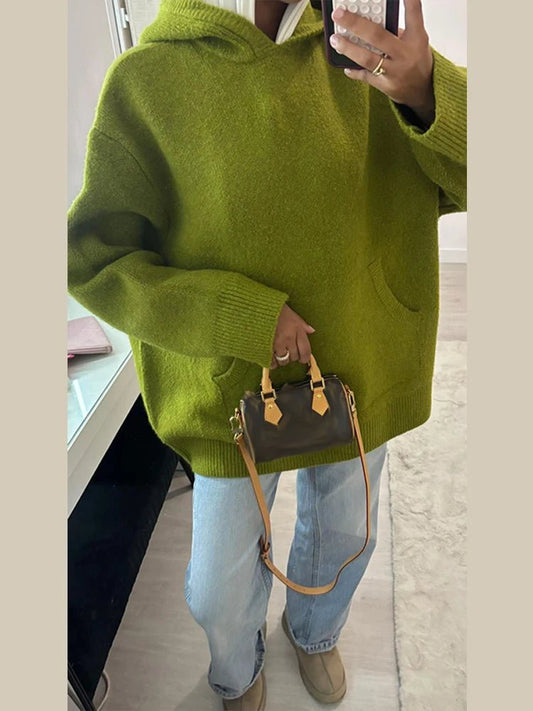 Knitted cardigan loose hoodie. - GoSobiShop Boutique