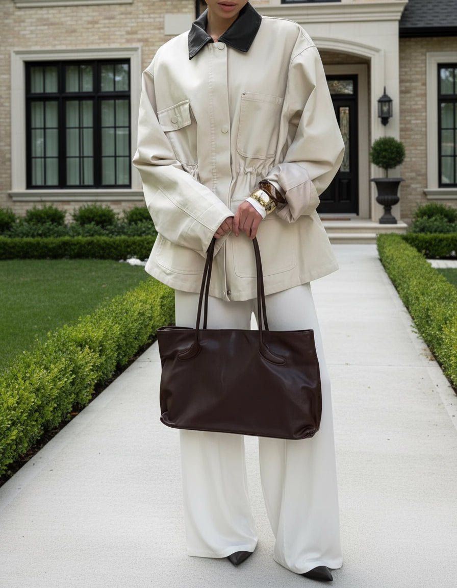 La saison oversized leather collar winter barn jacket. - GoSobiShop Boutique