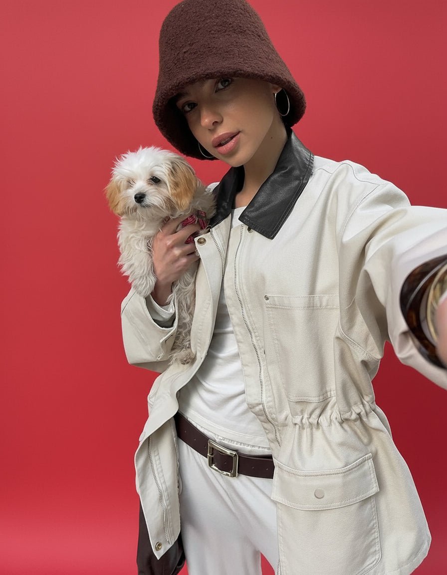 La saison oversized leather collar winter barn jacket. - GoSobiShop Boutique