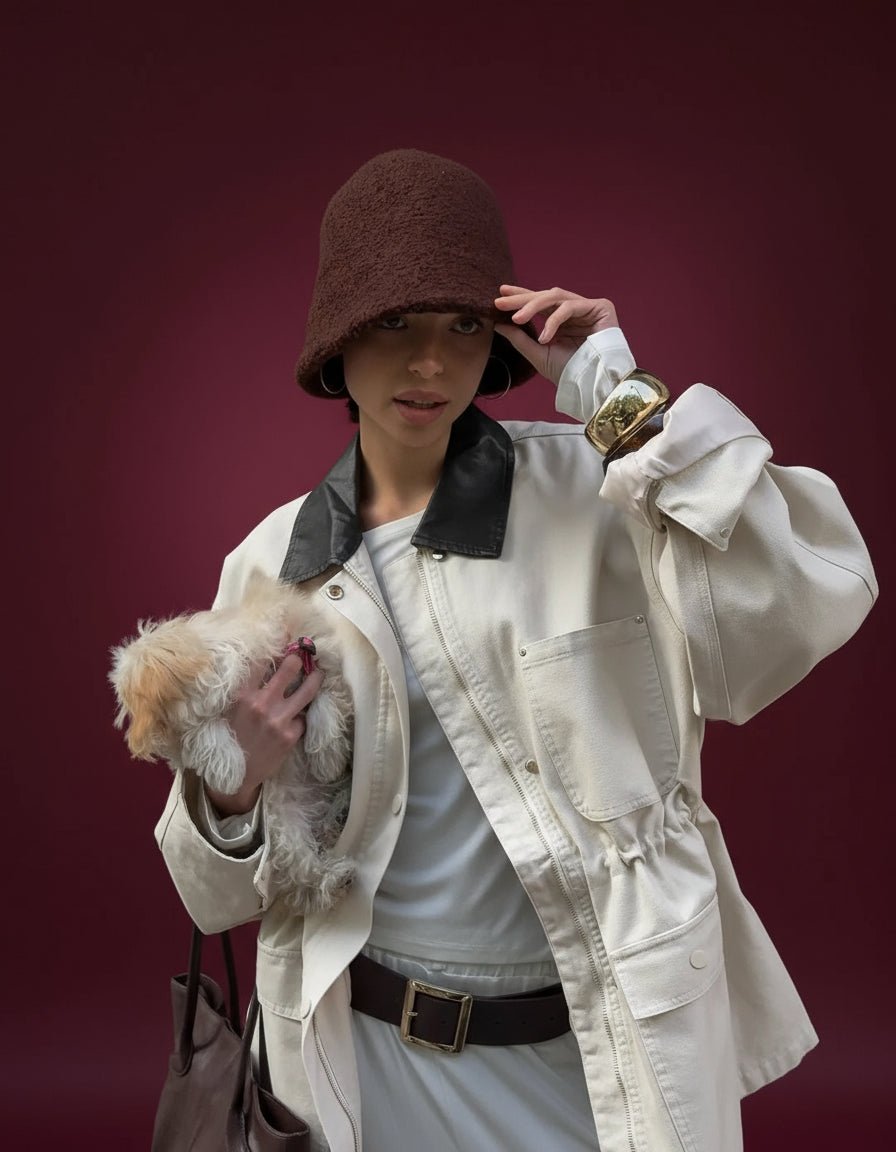 La saison oversized leather collar winter barn jacket. - GoSobiShop Boutique