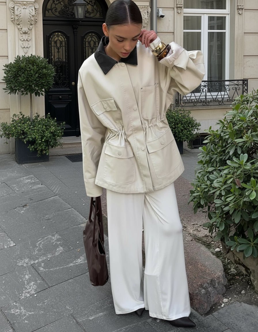 La saison oversized leather collar winter barn jacket. - GoSobiShop Boutique