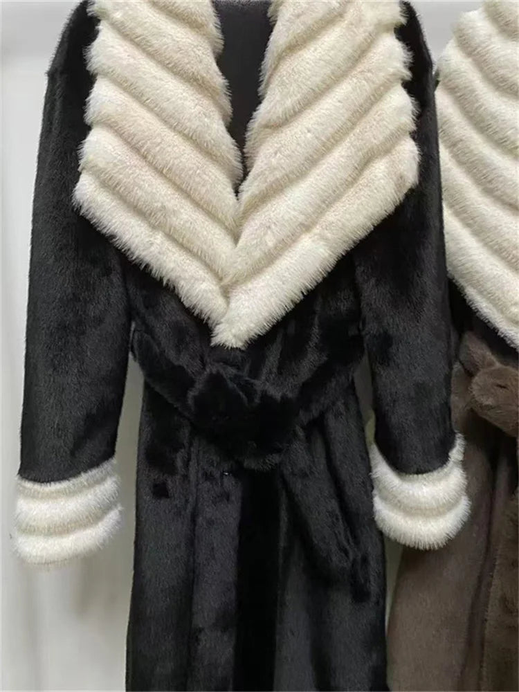 Lace up faux fur lace up belted overcoat. - GoSobiShop Boutique