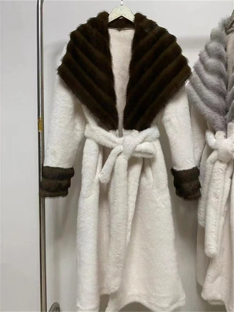 Lace up faux fur lace up belted overcoat. - GoSobiShop Boutique