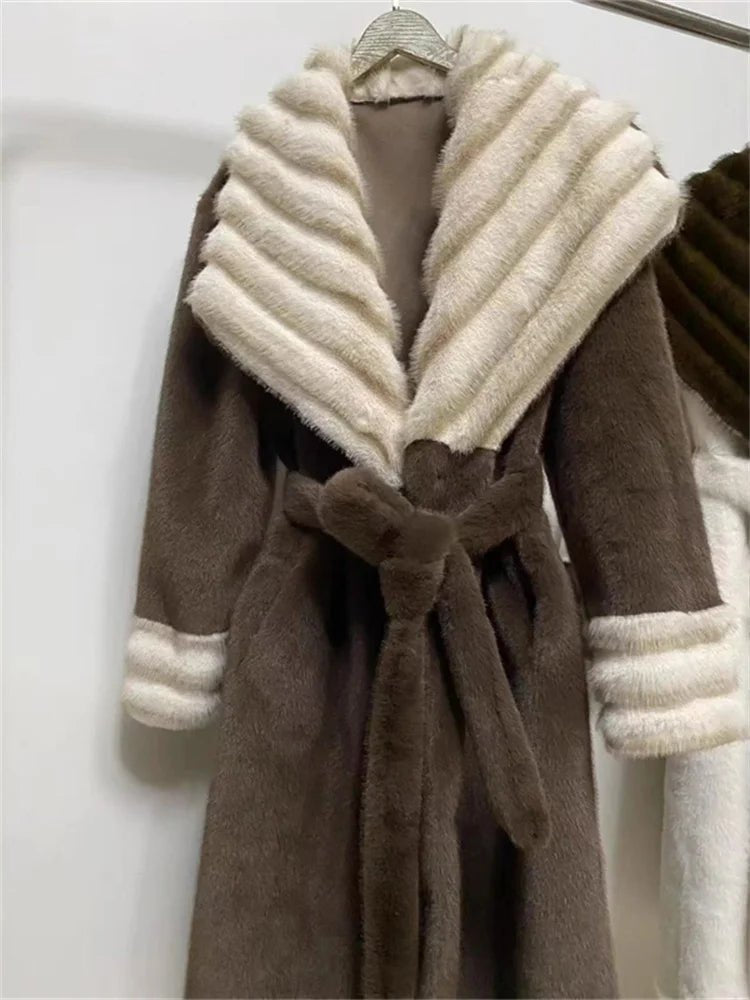 Lace up faux fur lace up belted overcoat. - GoSobiShop Boutique