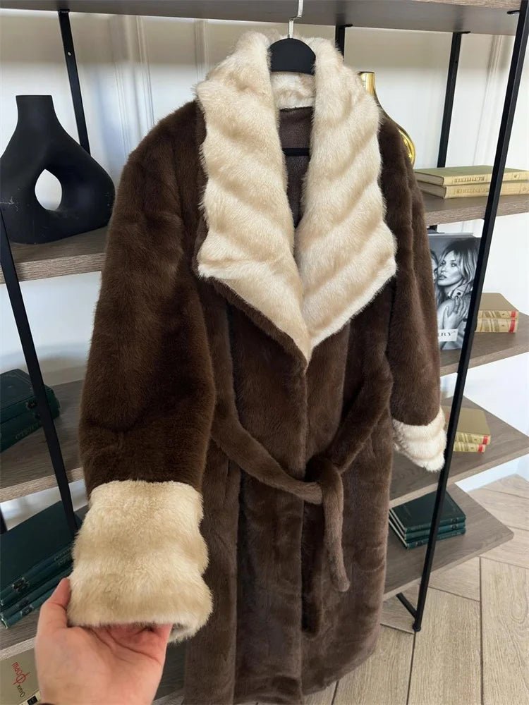 Lace up faux fur lace up belted overcoat. - GoSobiShop Boutique